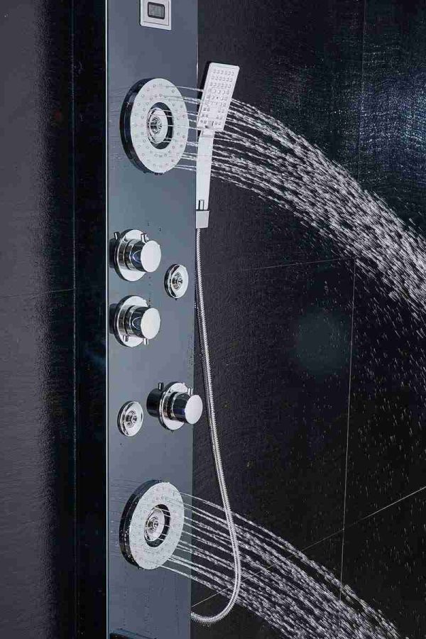 ELLO&ALLO Stainless Steel Shower Panel Tower System LED Rainfall Waterfall Shower Head
