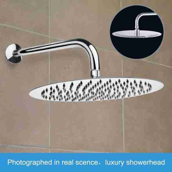 Extra Large 12 “Rain Shower Head Fixed Mount Ultra-Thin Stainless Steel Rainfall Shower Head
