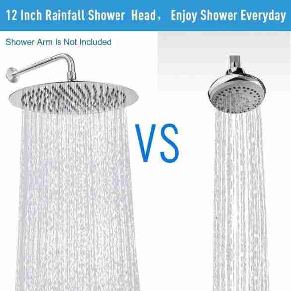 Extra Large 12 “Rain Shower Head Fixed Mount Ultra-Thin Stainless Steel Rainfall Shower Head