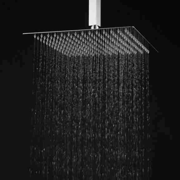 Hiendure High Pressure Ultra-Thin 304 Stainless Steel Square Rain Shower head Chrome