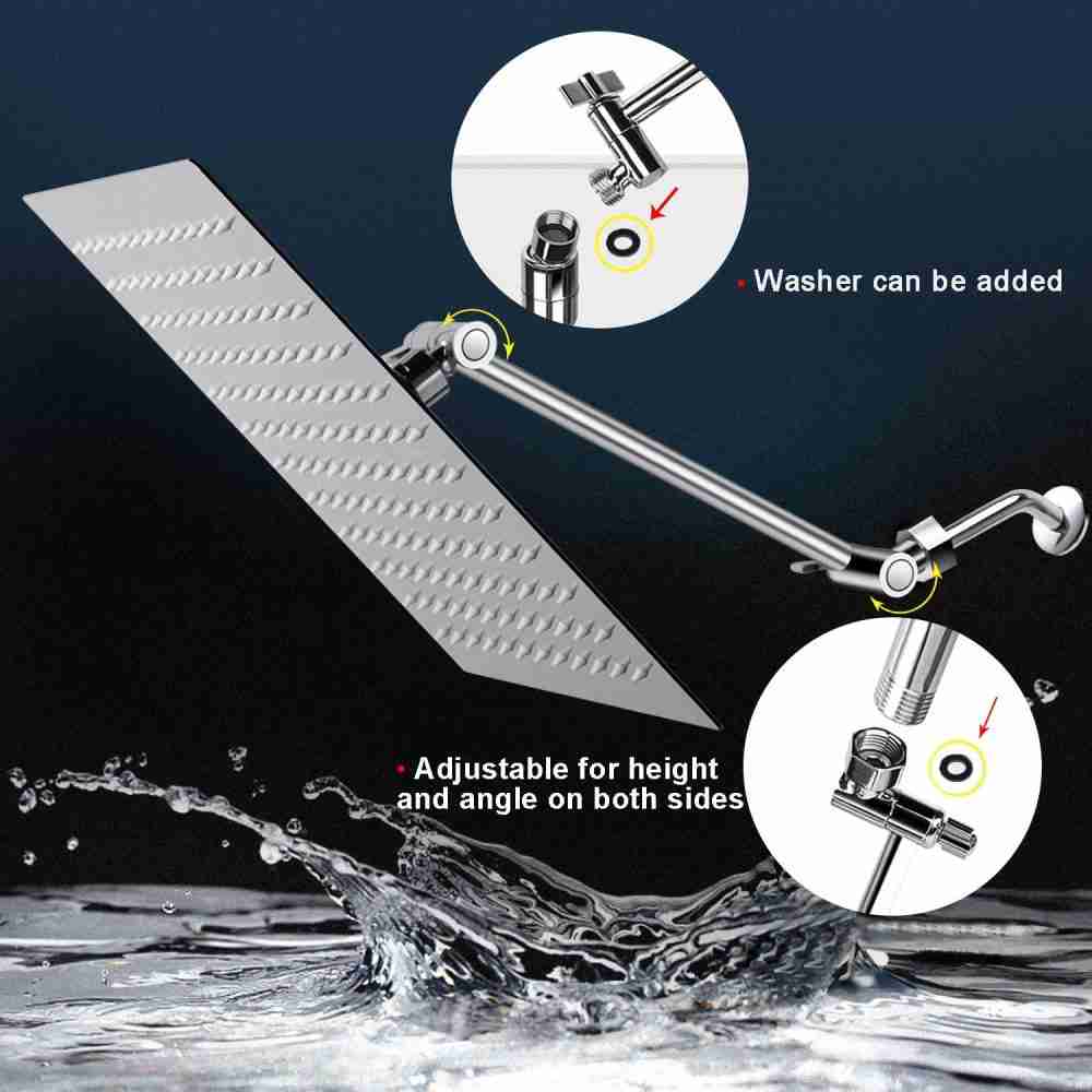 MeSun High Pressure Showerhead with Arm | Bathroom Accessories MeSun 12 Inch High Pressure Showerhead with Arm