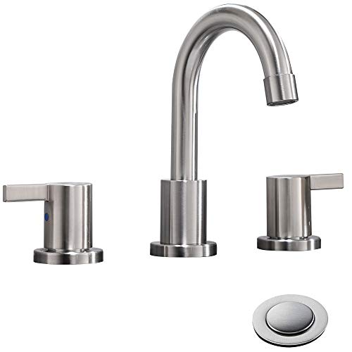 2 handle 3 hole 8 inch widespread bathroom faucet with metal pop up drain by