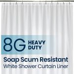 LiBa PEVA 8G Bathroom Shower Curtain Liner, 72" W x 72" H, White, 8G Heavy Duty Waterproof Shower Curtain Liner