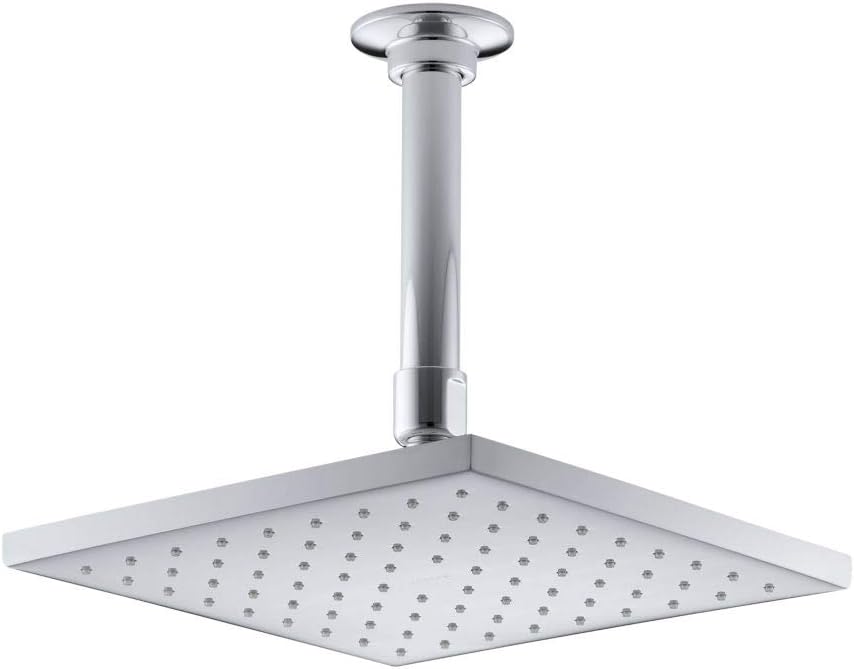 Kohler K-13695-G-CP Contemporary Square 1.75 GPM Single Function Rain Shower Head with Katalyst and MasterClean Technology