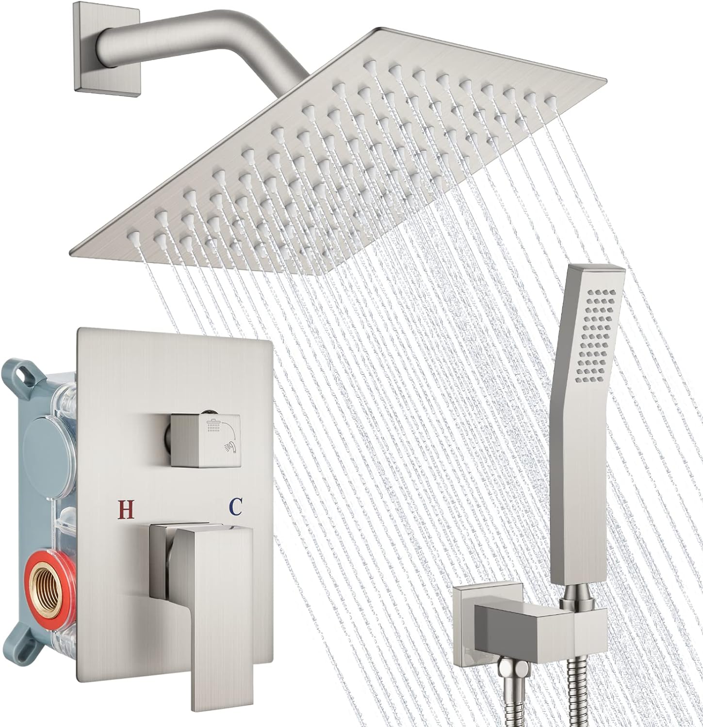 Best Wall Mount Bathroom Faucet in 2022 | Shower Head midanya brushed nickel shower faucet set bathroom shower system wall mount 8 inch square rainfall shower head high press