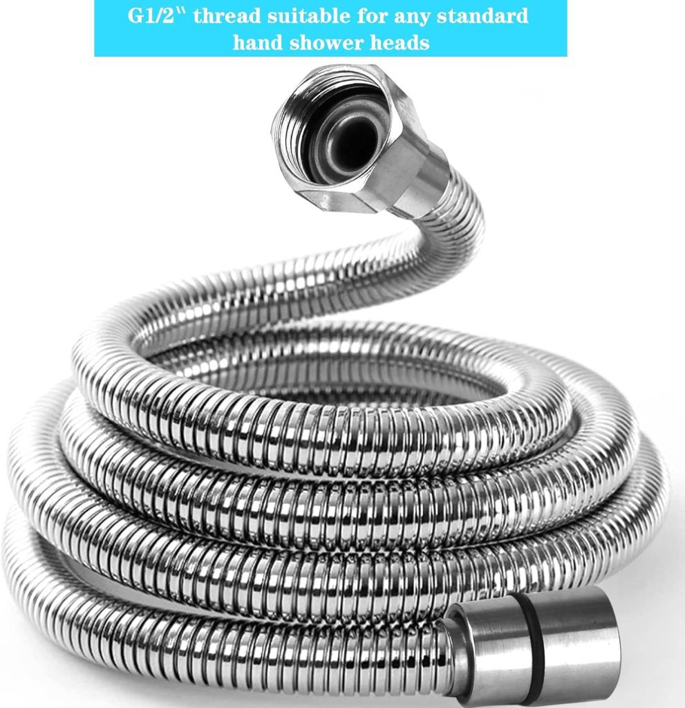 Shower Hose, 59 Inches Shower Hose Extra Long, Premium 304 Stainless Steel Shower Head Hose, Flexible Hand Held Shower Hose Extension, Universal Shower Hose Replacement G1/2 Threaded Insert and Nut