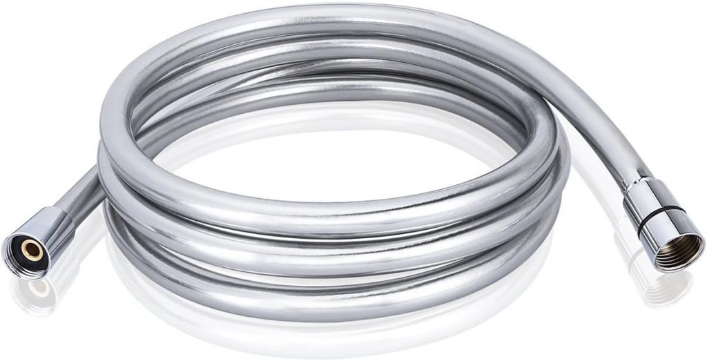 TRIPHIL Kink-free PVC Shower Hoses Replacement 59 Long for Handheld Shower Head Hose Extension Swivel Brass Anti-twist Connectors Lightweight Flexible Plastic Tube Mirror Silver 59 Inches