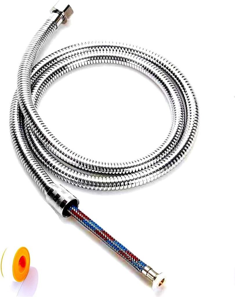 Shower Head Hose,Hand Held Shower Hose Extension,79 Inches Shower Hose Extra Long,304 Stainless Steel Titanium-Plated Hose,Solid Brass Fittings, Steel Braided EPDM Double Inner Tube