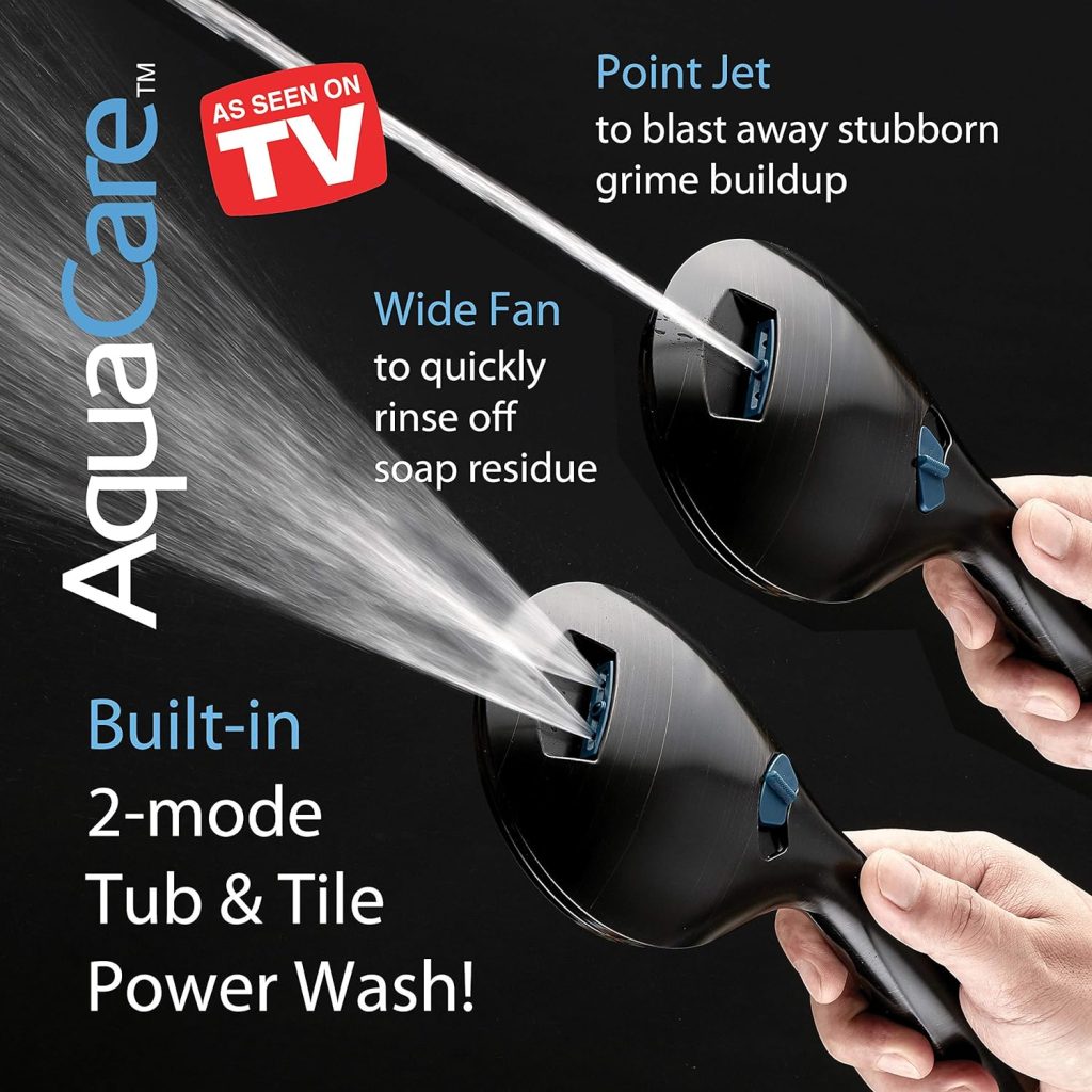 AquaCare High Pressure 8-mode Handheld Shower Head - Anti-clog Nozzles, Built-in Power Wash to Clean Tub, Tile  Pets, Extra Long 6 ft. Stainless Steel Hose, Wall  Overhead Brackets