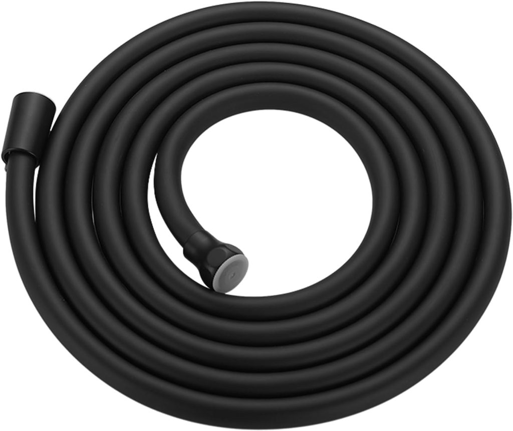 BESy Shower Hose 120 Inches Extra Long PVC Hose for Handheld Shower Head Flexible Hand Held Shower Hose Replacement RV Shower Hose for Bathing Toilet Cleaning Pet Bathing Matte Black