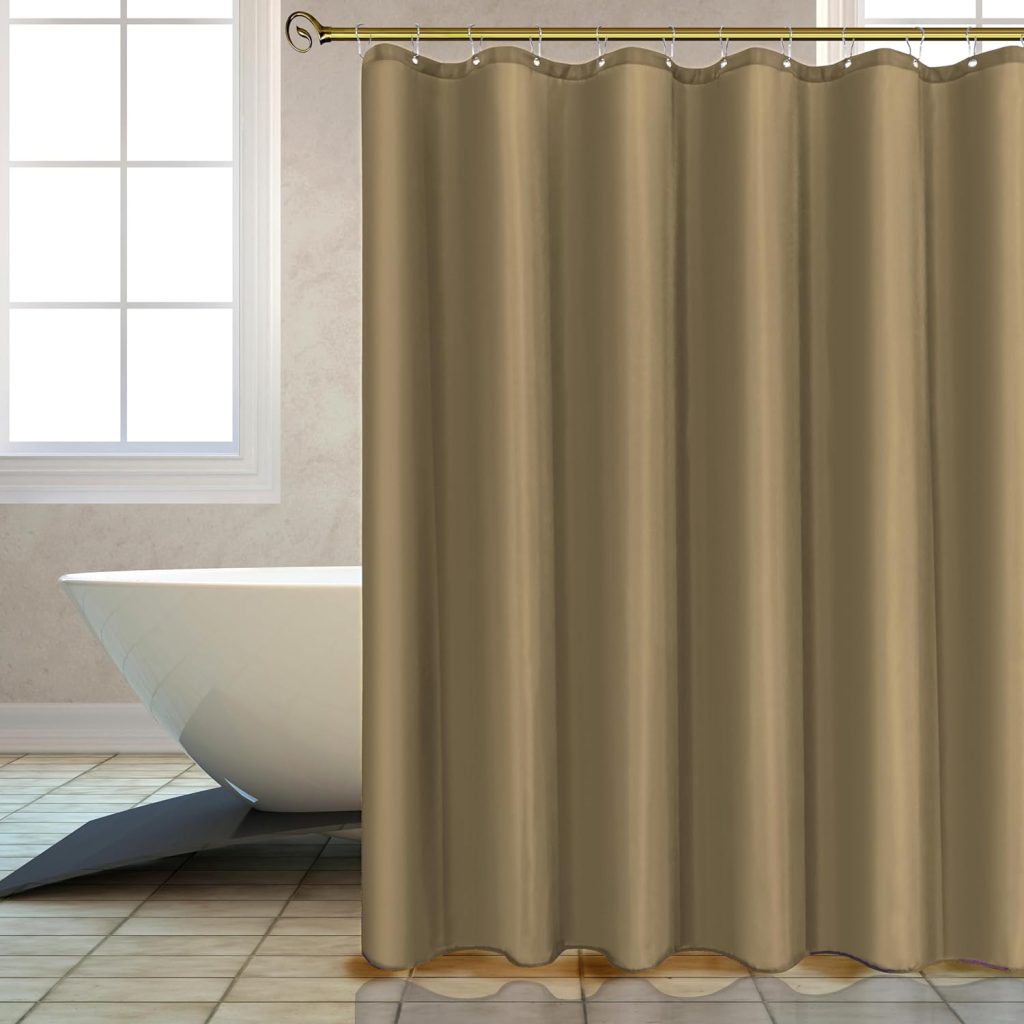Biscaynebay Fabric Extra Long Shower Curtain Liners, White 72 Width by 108 Length, Water Resistant Bathroom Curtains, Rust Resistant Grommets Top Weighted Bottom Machine Washable