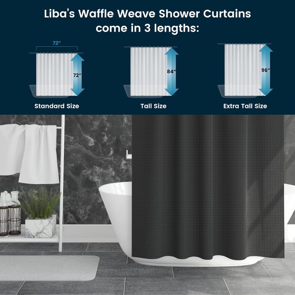 LiBa Bathroom Shower Curtain Liner - Waterproof Plastic Shower Curtain Premium PEVA Non-Toxic Shower Liner with Rust Proof Grommets White 8G Heavy Duty Bathroom Accessories 72x84