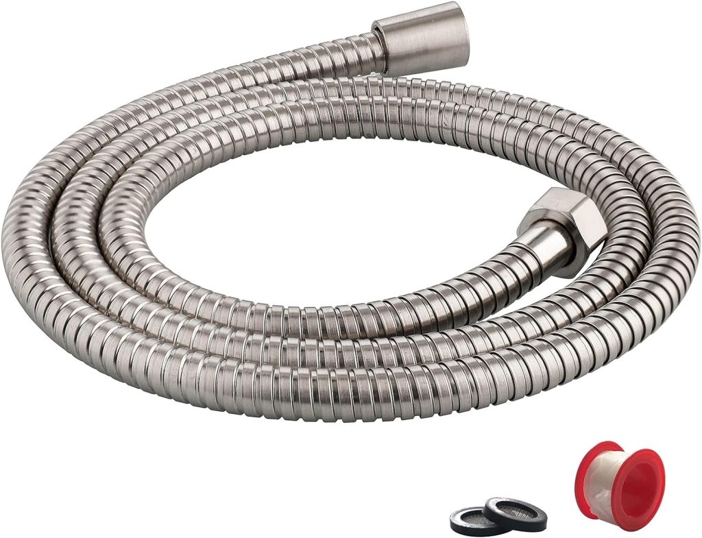 Pichrain Shower Hose, 60 Inch Kink-Free Stainless Steel Shower Hose Replacement with Brass Conical Nut and Insert, Anti-Twist Flexible Metal Shower Head Hose, Brushed Nickel