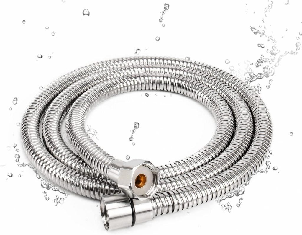Shower Hose, NearMoon Extra Long Hand Held Shower Hose 304 Stainless Steel With Brass connectors- Lightweight and Flexible(60 Inch, Chrome Finish)