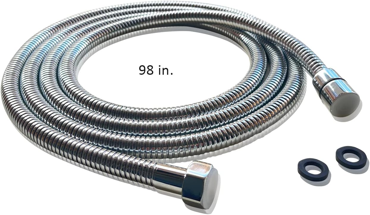 Tidier Shower Hose, 118-inch Extra Long Shower Head Hose Replacement Stainless Steel - Double Buckle and Crack-proof, 360 Degree Swivel Brass Nut - Kink-free, 100% EPDM Core with Braided, Burst-Proof