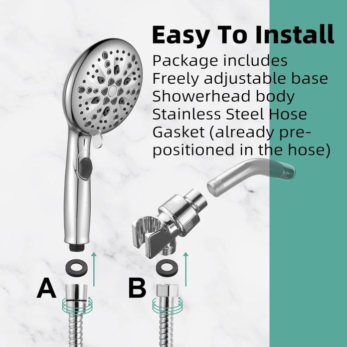 cobbe high pressure 9 functions shower head with handheld luxury modern chrome look built in power spray to clean corner