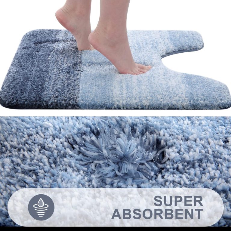 olanly luxury bathroom rug set 2 piece soft absorbent microfiber bath rugs and u shaped contour toilet rug non slip bath