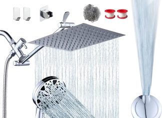 razime 10 rainfall shower head with handheld combo chrome finish 82 mode 11 adjustable extension arm 100 self cleaning n