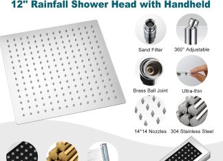 shower head 12 shower head combo nerdon dual square shower head rainfall shower head with handheld with 15 brass adjusta