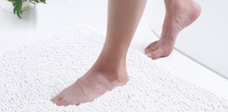 smiry luxury chenille bath rug extra soft and absorbent shaggy bathroom mat rugs machine washable non slip plush carpet