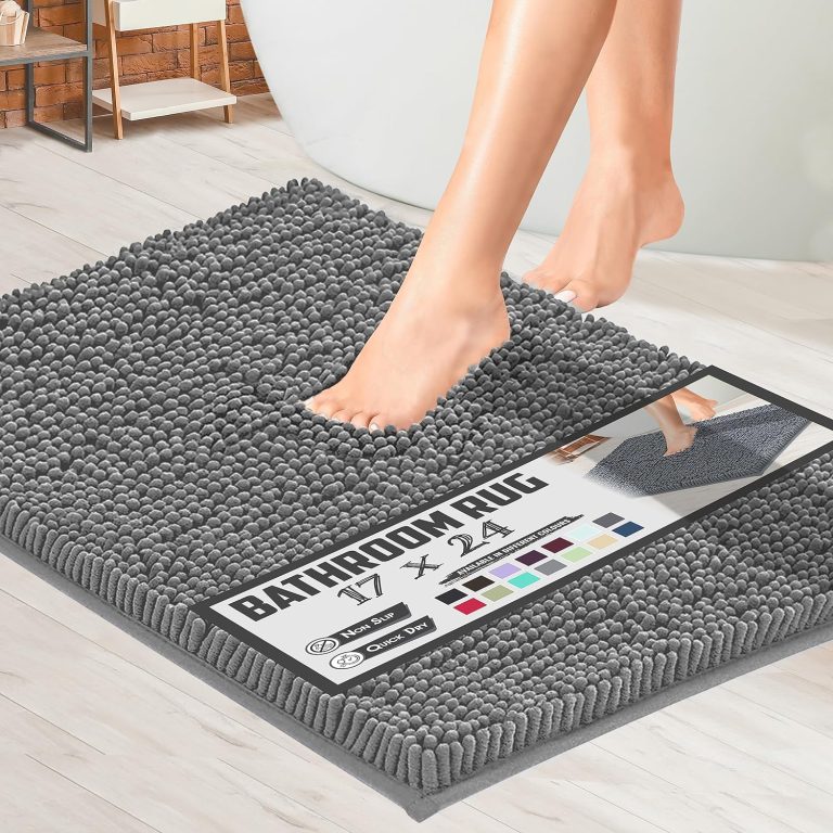 soft plush chenille bathroom rug absorbent microfiber bath mat machine washable non slip grip quick dry thick shag carpe