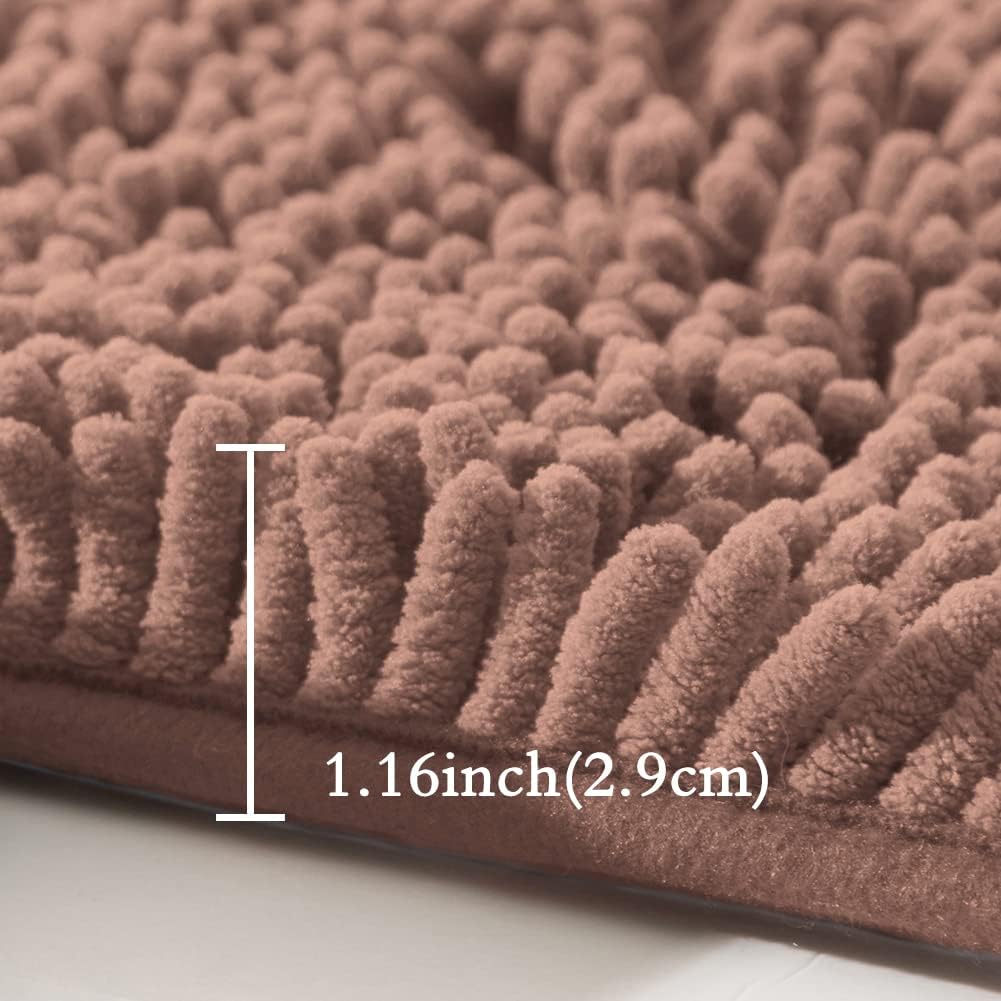 SONORO KATE Bathroom Rug 32×20, Non-Slip Bath Mat,Soft Cozy Shaggy Thick Chenille Bath Rugs for Bathroom,Plush Rugs for Bathtubs,Water Absorbent Rain Showers and Under The Sink (Dark Grey)