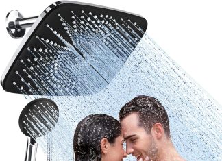veken 12 inch high pressure rain shower head shower heads with 5 modes handheld spray combo wide rainfall shower with 70