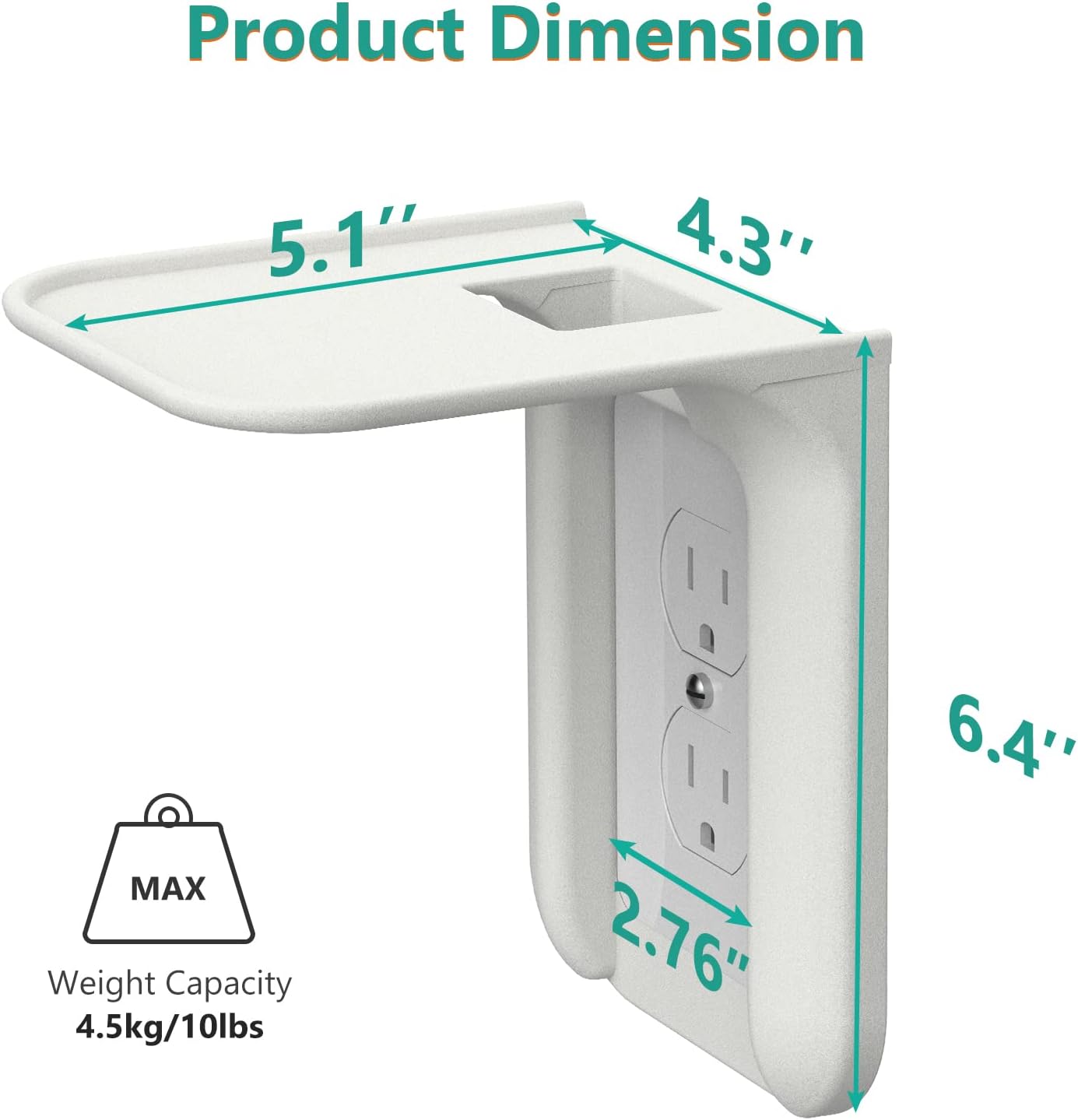 WALI Outlet Shelf Wall Holder,Bathroom Wall Shelf up to 10lbs Standard Vertical Duplex Wall Shelf Organizer for Smart Home Decor Space Saving Power Tools, Toothbrush (OLS001-W), 1 Pack, White