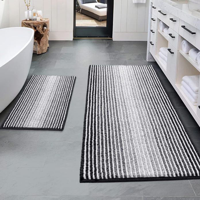 bsicpro bathroom rugs and mats sets 2 piece thick absorbent chenille bath mat rug set non slip soft shaggy bath room flo