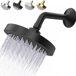 BrandName High Pressure Shower Head - Anti-Clogging Silicone Nozzles - 2.5 GPM Removable Restrictor