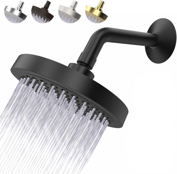 BrandName High Pressure Shower Head - Anti-Clogging Silicone Nozzles - 2.5 GPM Removable Restrictor