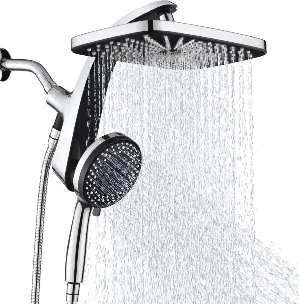 BrandName High Pressure Shower Head - Anti-Clogging Silicone Nozzles - 2.5 GPM Removable Restrictor