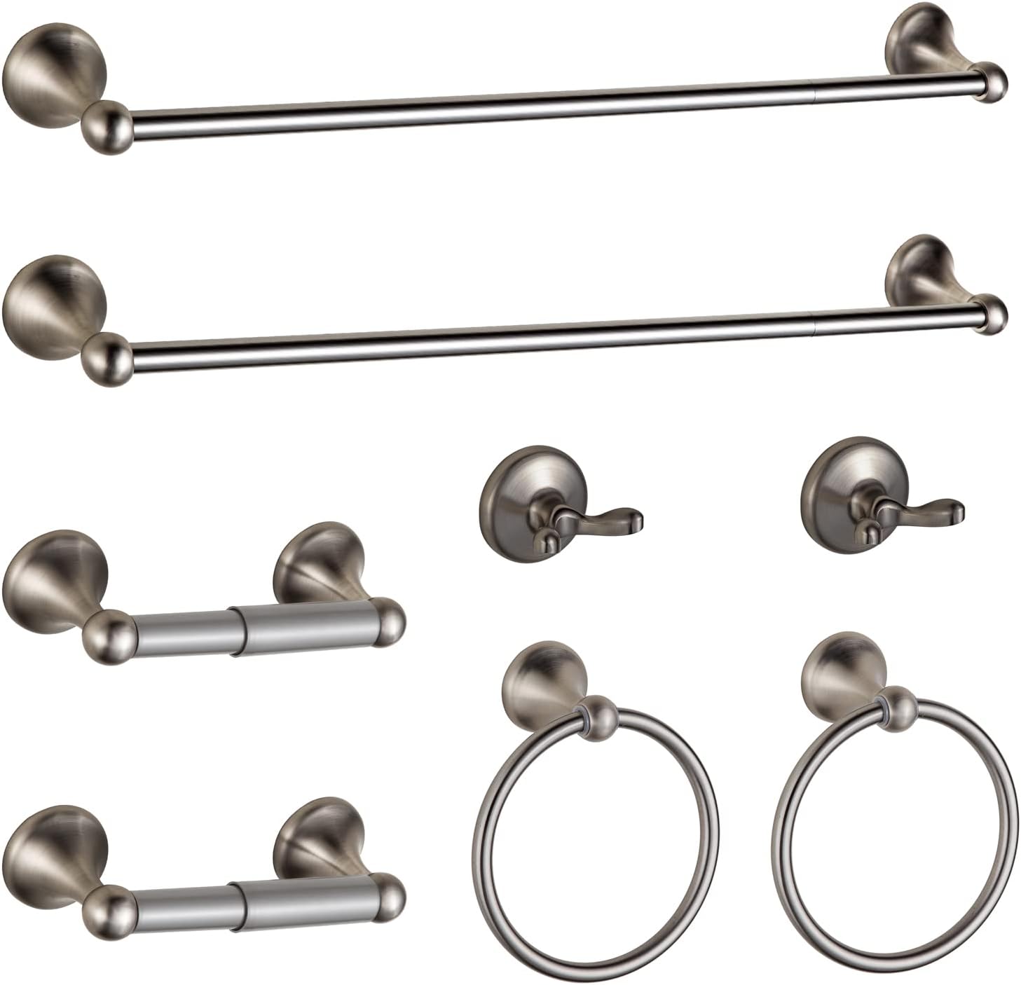 BGL Bathroom Hardware Set Brushed Nickel Adjustable Expandable Bath Towel Bars Bathroom Accessory Set Towel Racks 8-Pieces Wall Mount