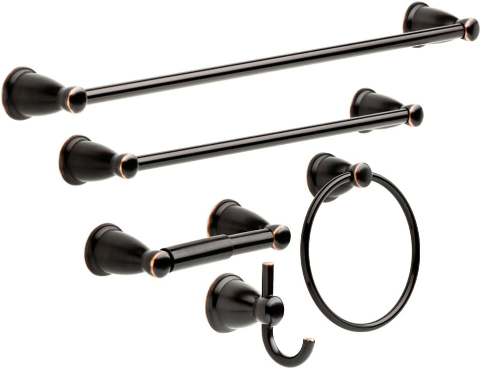 Franklin Brass Kinla 5-Piece Bathroom Set Oil-Rubbed Bronze 18, 24 Towel Bar Racks, Toilet Paper Holder, Ring, Hook KIN5PC-ORB Franklin Brass Kinla 5-Piece Bathroom Set Oil-Rubbed Bronze 18, 24 Towel Bar Racks, Toilet Paper Holder, Ring, Hook KIN5PC-ORB