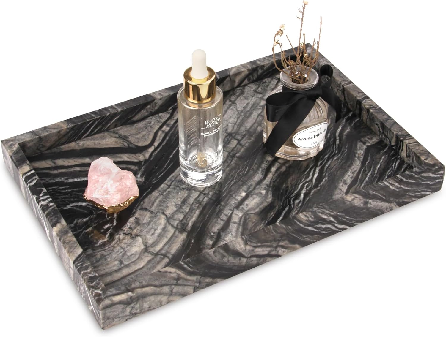 Marble Bathroom Vanity Tray, Natural Luxury Vanity Home Kitchen Bathroom Table Tray, Stone Decorative Countertop Dresser Trays for Key Coffee Perfume Jewelry Makeup (Wood Grain, 12x 8 x1.2) Marble Bathroom Vanity Tray, Natural Luxury Vanity Home Kitchen Bathroom Table Tray, Stone Decorative Countertop Dresser Trays for Key Coffee Perfume Jewelry Makeup (Wood Grain, 12x 8 x1.2)