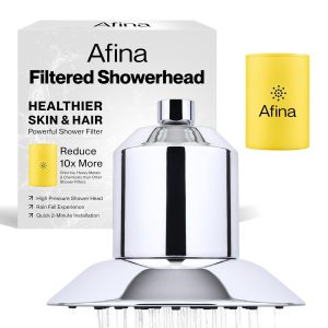 Afina Filtered Shower Head - High Pressure Rain Shower System, Removes 99% Chlorine, Heavy Metal & Chemicals - Water Filter for Hard Water - Bathroom Accessories & House Essentials - Chrome Showerhead