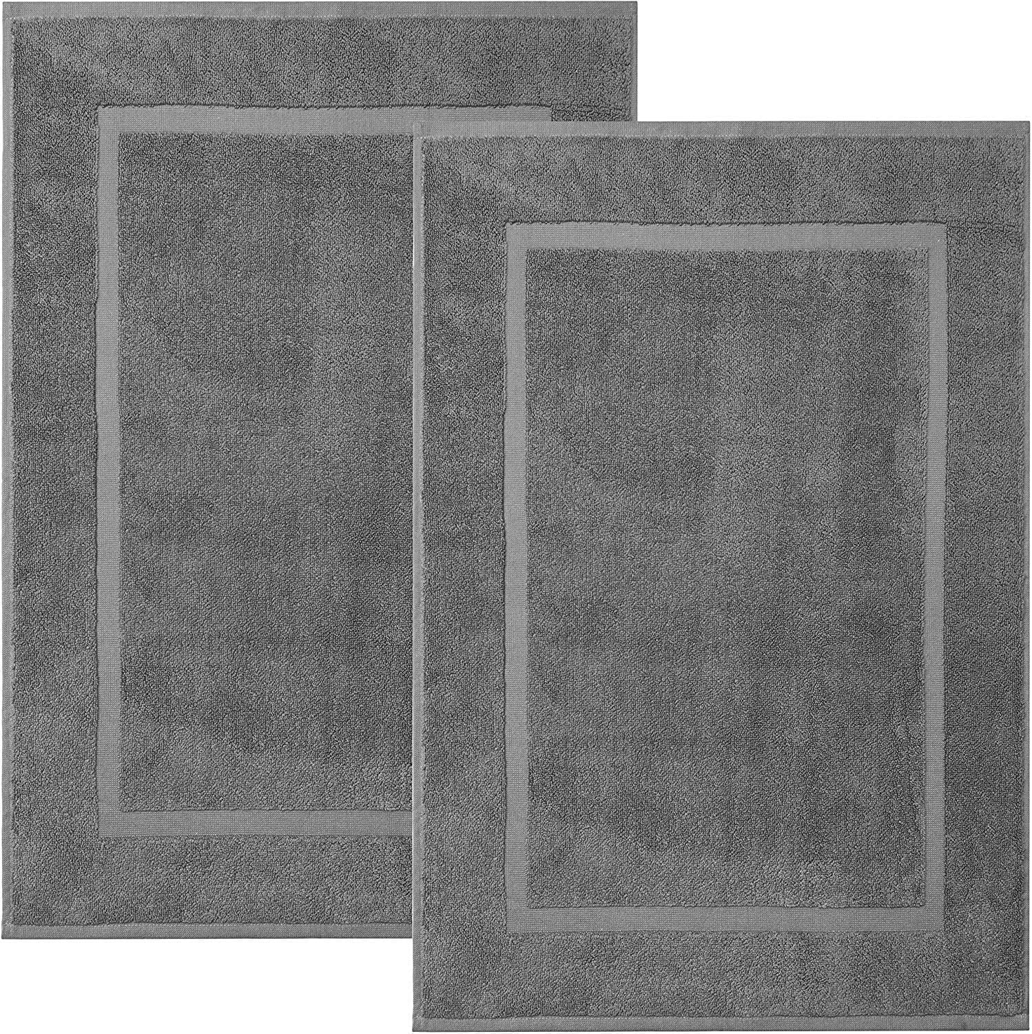 Bath Mat Floor Towel Set - Absorbent Cotton Hotel Spa Shower/Bathtub Mats [Not a Bathroom Rug] 22x34 Pack of 2