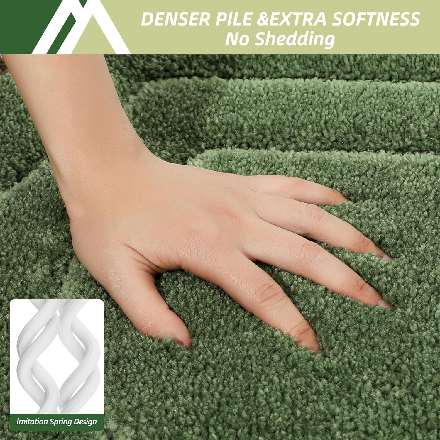 COSY HOMEER Extra Thick Bath Rugs for Bathroom - Anti-Slip Bath Linen Sets Mats Soft Plush Yarn Shaggy 100% Strong Polyester Living Room Bedroom Floor Water Absorbent(Green,17x27 - Inches)