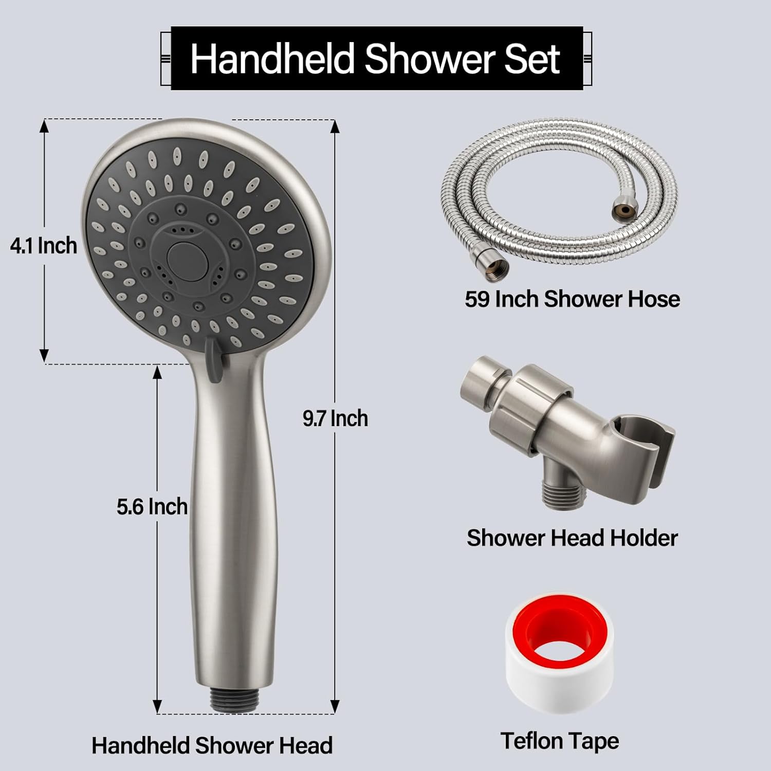 High Pressure Handheld Shower Head Briout 5-Settings Powerful Water Spray Shower Head against Low Pressure Water Flow with Stainless Hose and Adjustable Mount High Pressure Handheld Shower Head Briout 5-Settings Powerful Water Spray Shower Head against Low Pressure Water Flow with Stainless Hose and Adjustable Mount