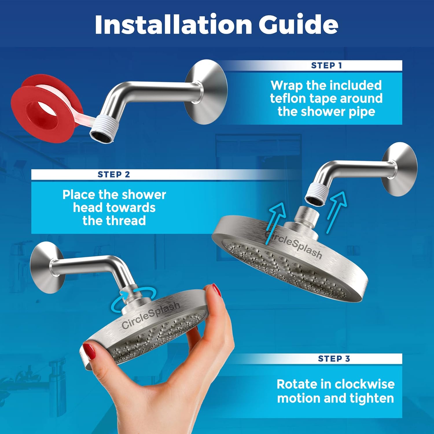 High Pressure Shower Head - Anti-Clogging Silicone Nozzles - 2.5 GPM Removable Restrictor - Easy to Clean Adjustable Replacement - easy to install with Plumbers Tape - 6 inch - Brushed Nickel Finish