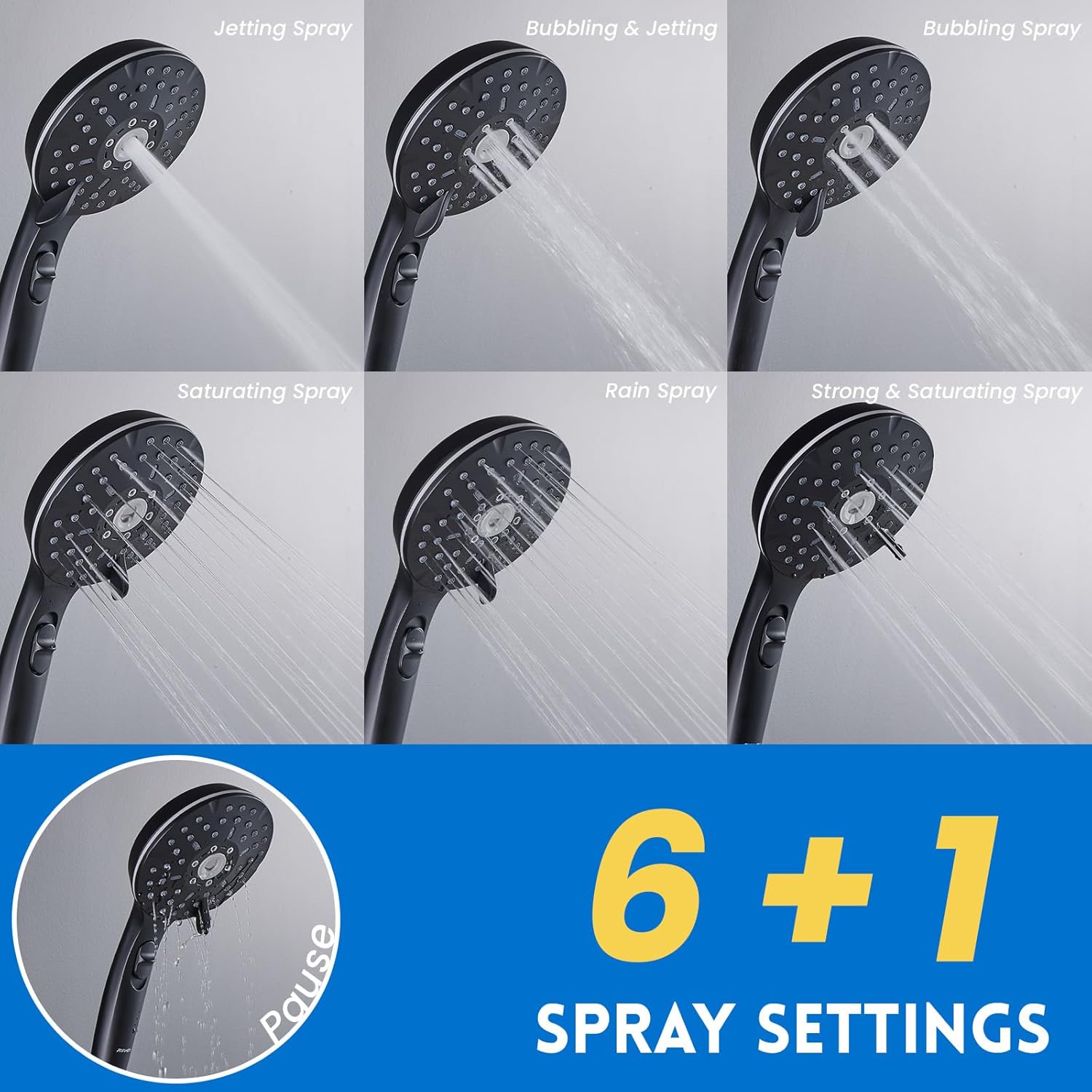 Ryamen Dual Shower Head Combo, 8 High Pressure Rain Shower Head with Handheld Spray, 6 Settings Handheld Showerhead, 15 Height Adjustable Slide Bar, Angle Adjustable, Chrome Polished Ryamen Dual Shower Head Combo, 8 High Pressure Rain Shower Head with Handheld Spray, 6 Settings Handheld Showerhead, 15 Height Adjustable Slide Bar, Angle Adjustable, Chrome Polished