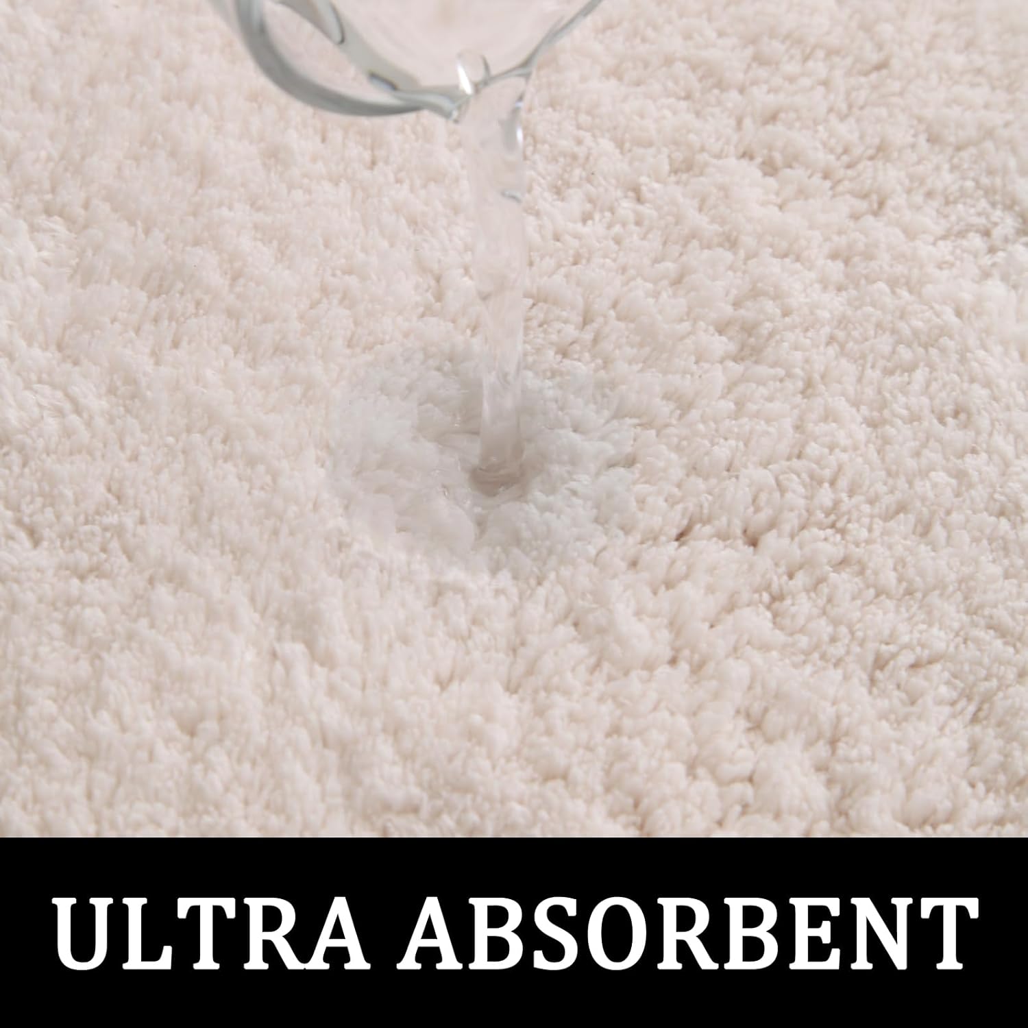 Yancorp Plush Thick Bath Mat 24x59, Soft Non-Slip Machine Washable Absorbent Microfiber Cream Bathroom Carpet for Shower  Bathtub