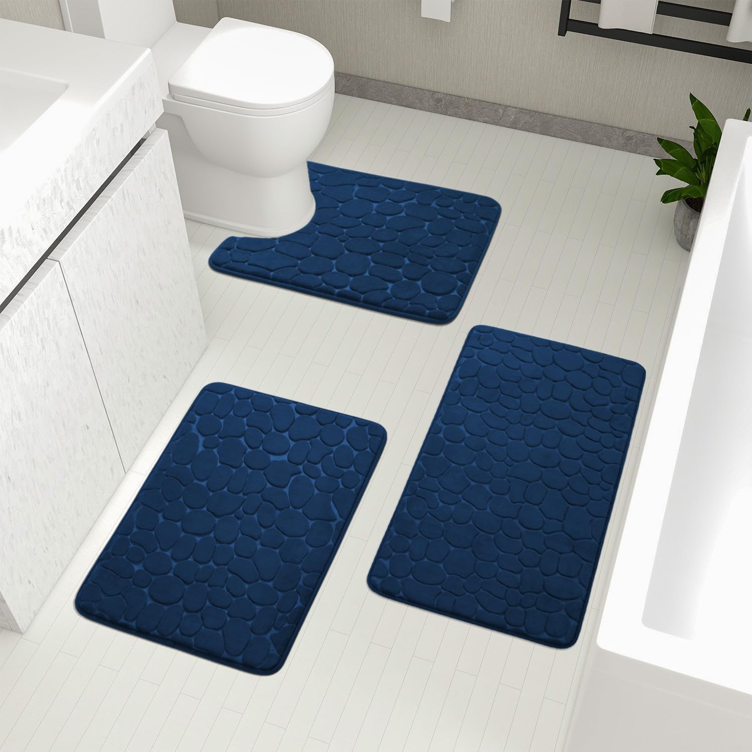 YIHOUSE Bathroom Rugs Mat Set 5 Piece Dark Grey, Memory Foam Bath Mats Sets, Non Slip Water Absorbent Washable Bath Rugs for Sink, Toilet and Floor YIHOUSE Bathroom Rugs Mat Set 5 Piece Dark Grey, Memory Foam Bath Mats Sets, Non Slip Water Absorbent Washable Bath Rugs for Sink, Toilet and Floor