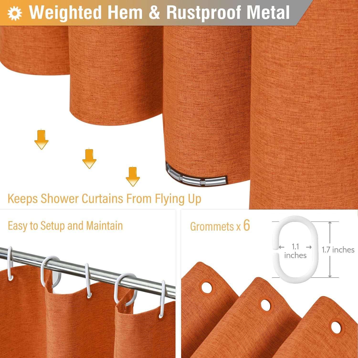 BTTN Fabric Shower Curtain, Linen Textured Heavy Duty Polyester Cloth Shower Curtain Set with 12 Plastic Hooks, Hotel Luxury Waterproof Decorative Shower Curtains for Bathroom - 72x72 - Beige/Cream