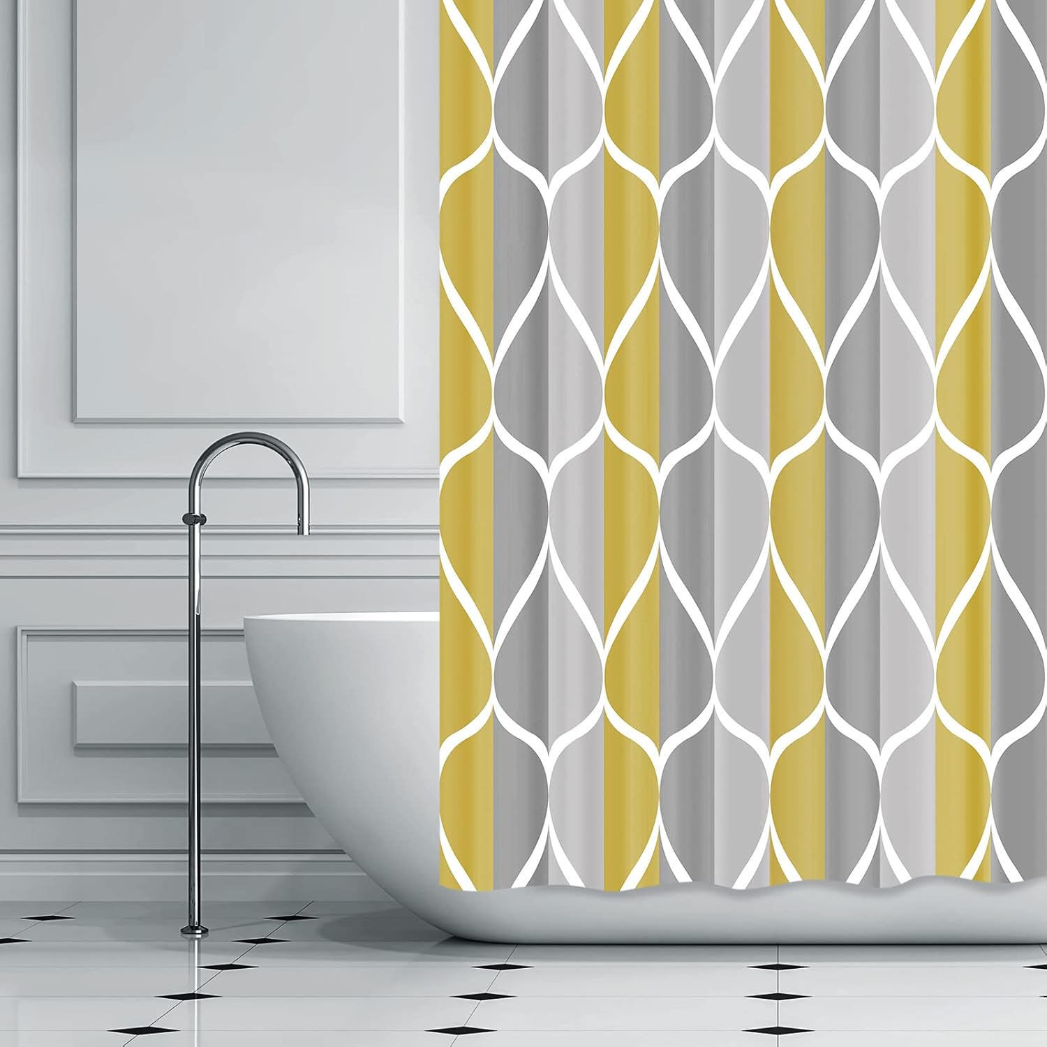 Gelbchu Grey Shower Curtain, Waterproof Design and Polyester, Quick-Drying, Weighted Hem, Shower Curtains Set for Bathroom W 72 x H 72, Machine Washable with 12 Hooks Gelbchu Grey Shower Curtain, Waterproof Design and Polyester, Quick-Drying, Weighted Hem, Shower Curtains Set for Bathroom W 72 x H 72, Machine Washable with 12 Hooks