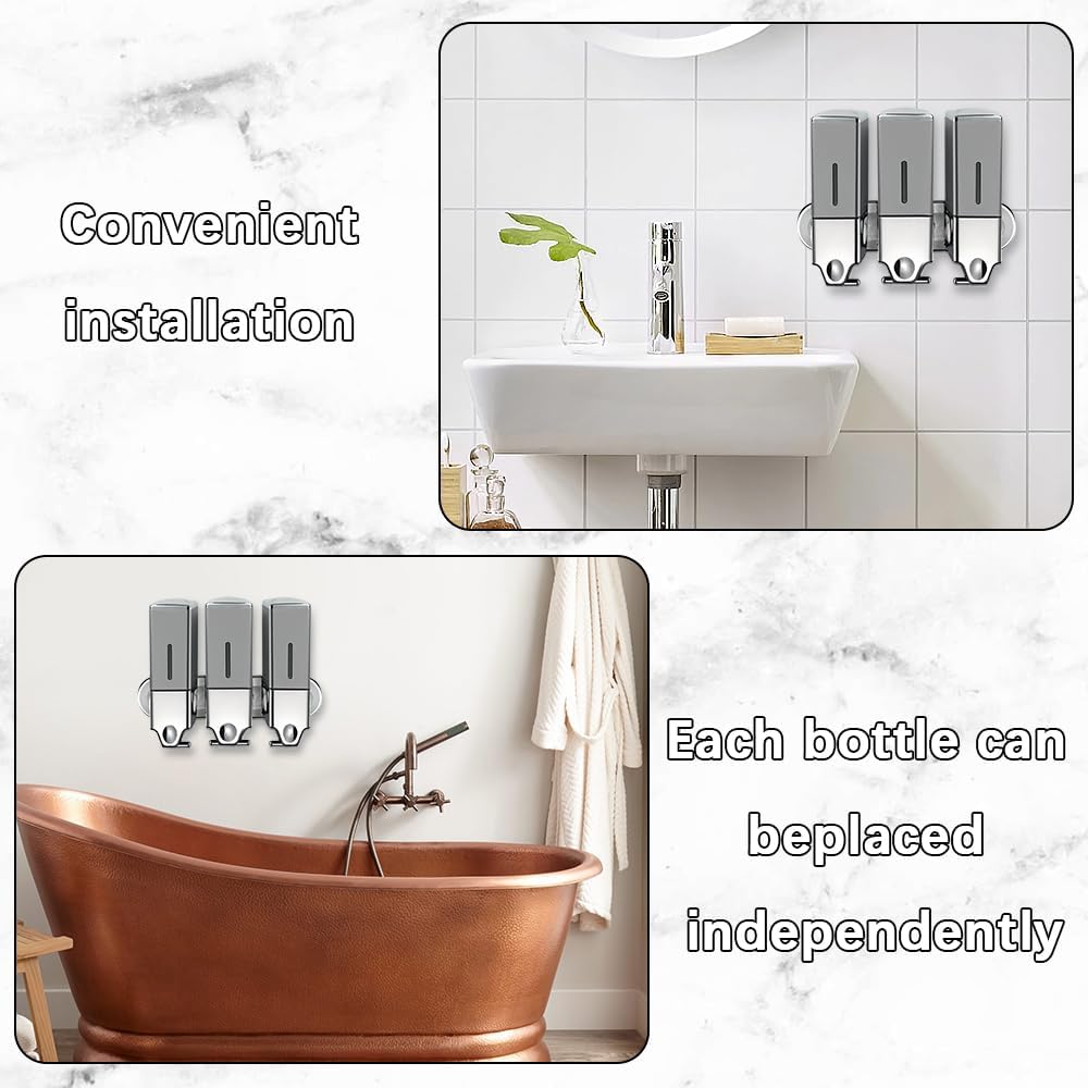 3 x 500ml per Cup Wall Mounted Manual Soap Dispenser for Home, Bath, Kitchen, Hotels, Restaurants. Shower and Lotion Dispenser (Black) 3 x 500ml per Cup Wall Mounted Manual Soap Dispenser for Home, Bath, Kitchen, Hotels, Restaurants. Shower and Lotion Dispenser (Black)