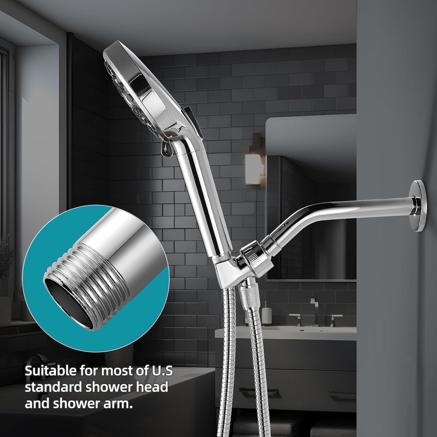 Cobbe Shower Arm with Flange and Teflon Tape, 6-Inches Wall Mounted Shower Pipe Arm Extension for Fixed Shower Head, Matte Black Cobbe Shower Arm with Flange and Teflon Tape, 6-Inches Wall Mounted Shower Pipe Arm Extension for Fixed Shower Head, Matte Black