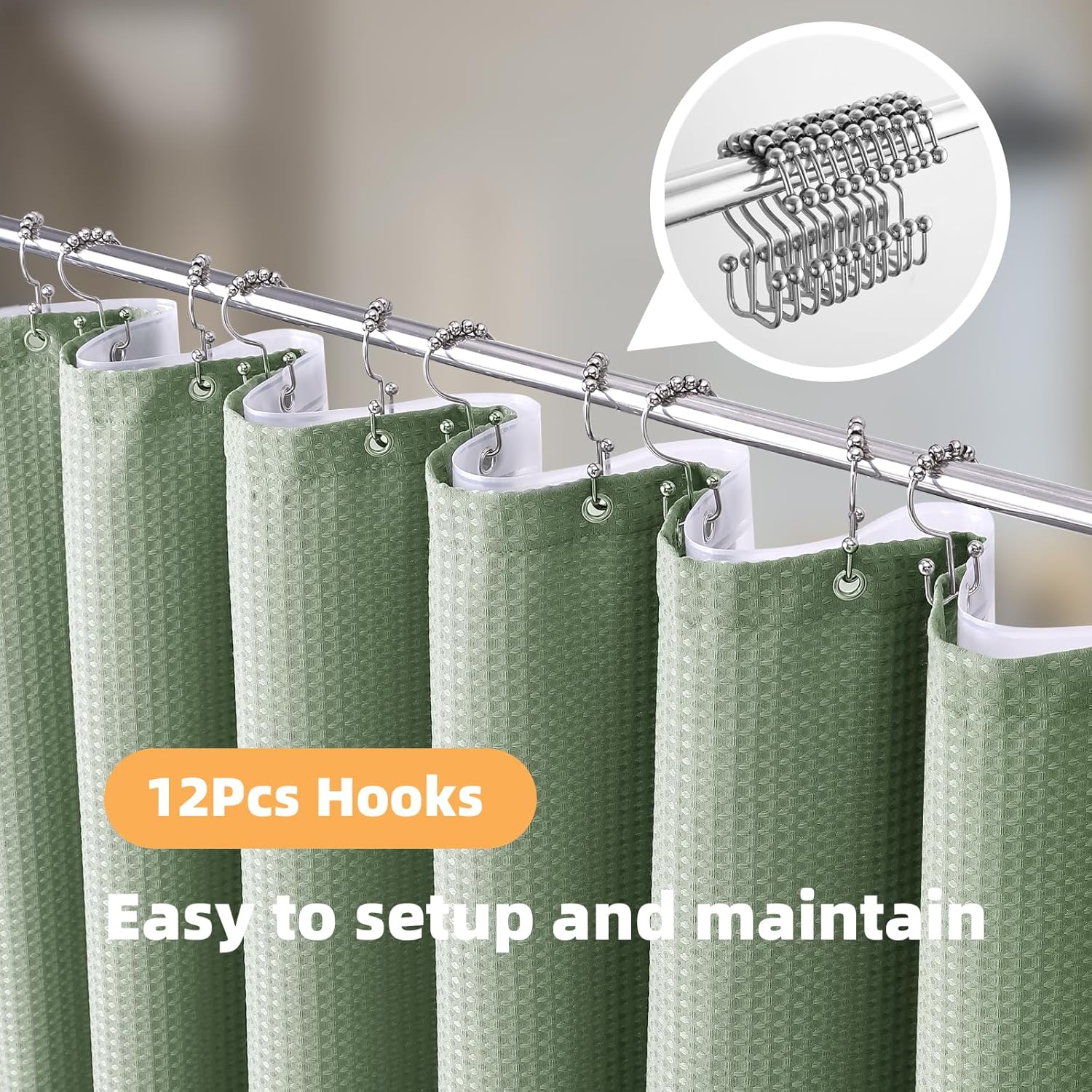 LaCyan 3 in 1 Waterproof Waffle Weave Shower Curtain and Clear Liner Set with 12 Stainless Steel Hooks Double Sided for Bathroom 72 Inches Heavy Duty Polyester Fabric Shower Curtains 72x72 LaCyan 3 in 1 Waterproof Waffle Weave Shower Curtain and Clear Liner Set with 12 Stainless Steel Hooks Double Sided for Bathroom 72 Inches Heavy Duty Polyester Fabric Shower Curtains 72x72