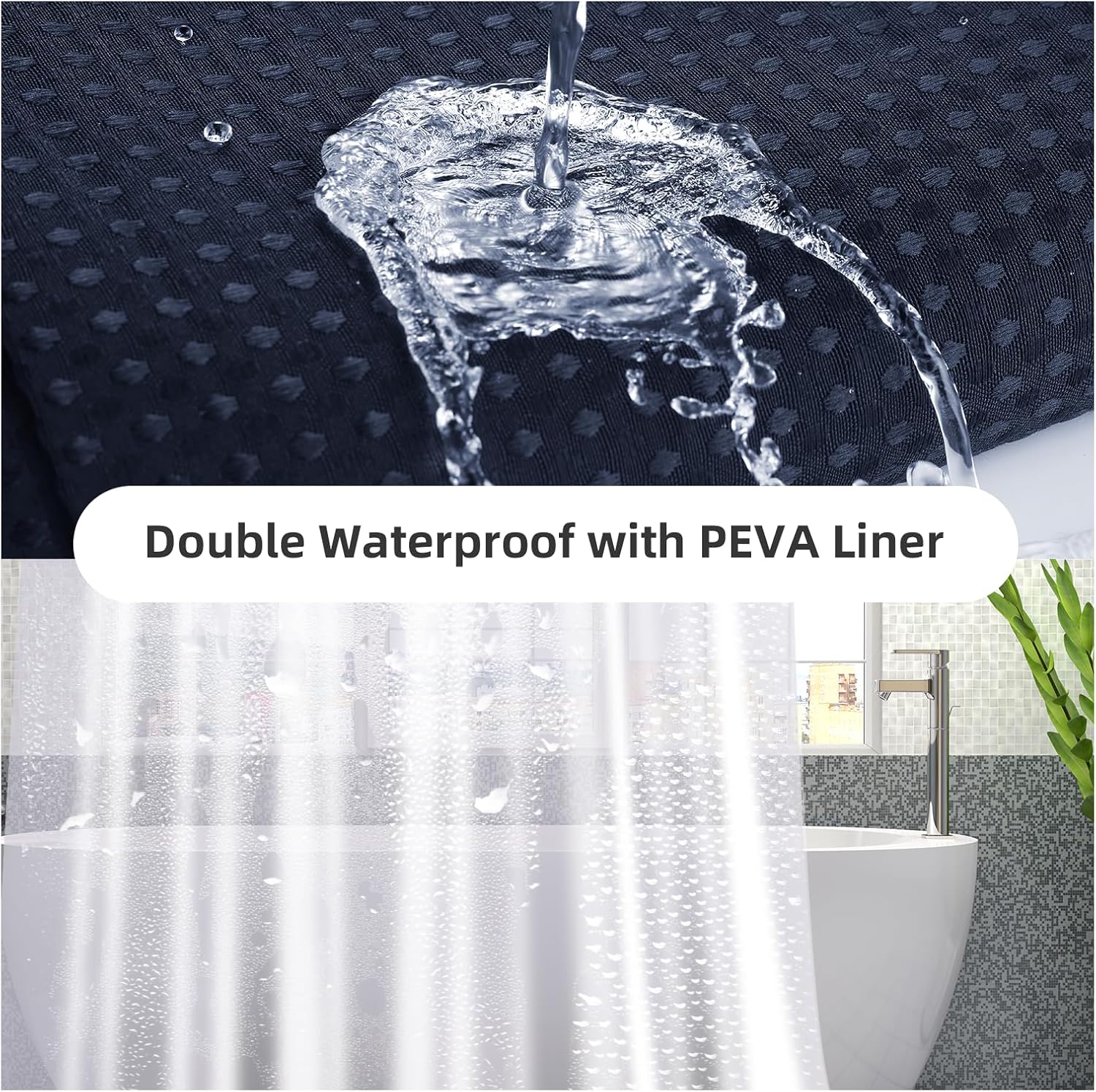 LaCyan 3 in 1 Waterproof Waffle Weave Shower Curtain and Clear Liner Set with 12 Stainless Steel Hooks Double Sided for Bathroom 72 Inches Heavy Duty Polyester Fabric Shower Curtains 72x72 LaCyan 3 in 1 Waterproof Waffle Weave Shower Curtain and Clear Liner Set with 12 Stainless Steel Hooks Double Sided for Bathroom 72 Inches Heavy Duty Polyester Fabric Shower Curtains 72x72