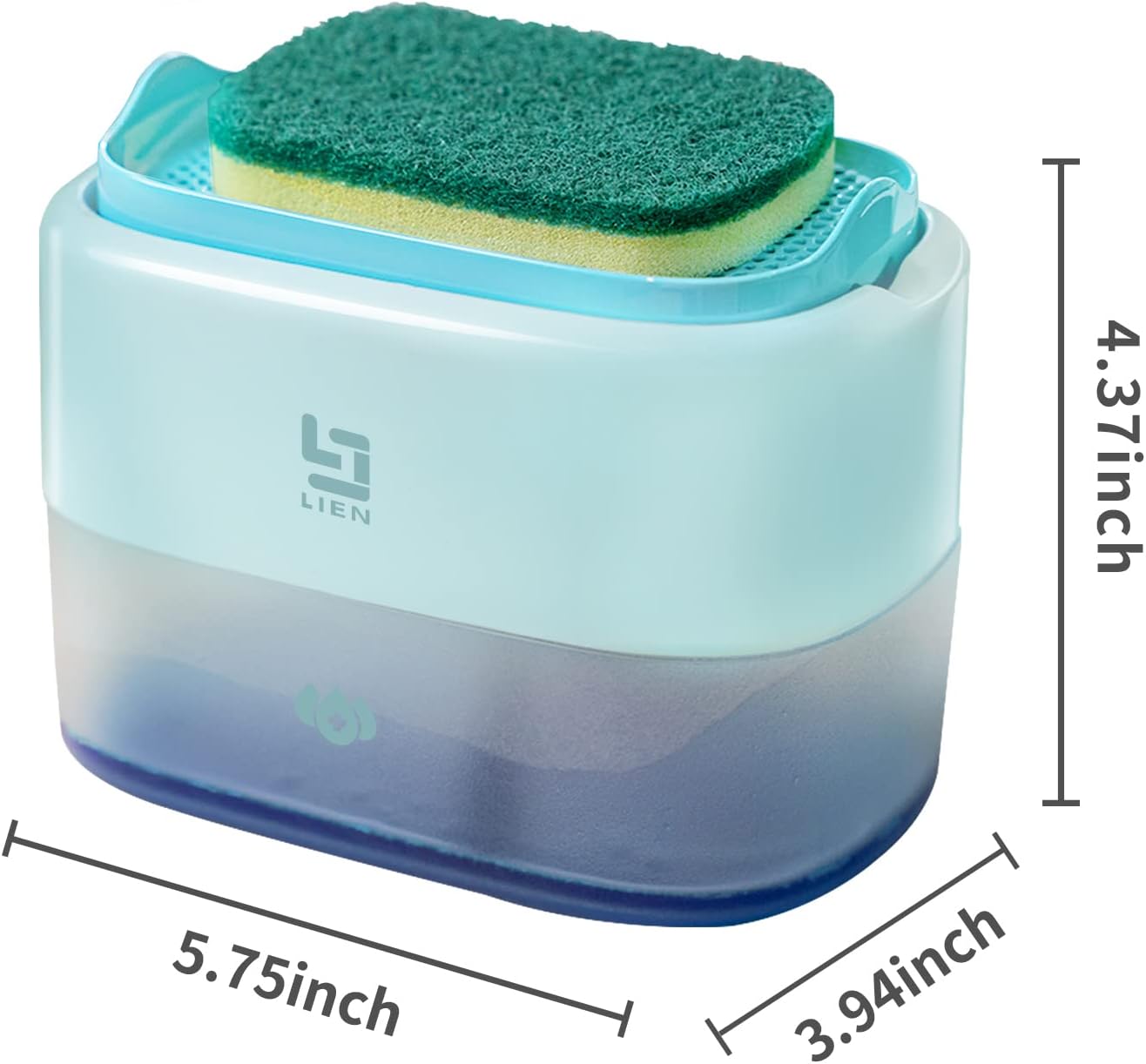 LIEN Dish Soap Dispenser and Sponge Holder, 2 in 1 Kitchen Countertop Sink Soap Dispenser, Dishwashing Soap Pump Dispenser (Sky Blue) LIEN Dish Soap Dispenser and Sponge Holder, 2 in 1 Kitchen Countertop Sink Soap Dispenser, Dishwashing Soap Pump Dispenser (Sky Blue)